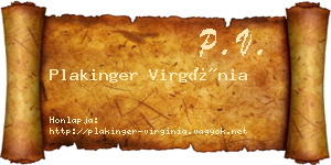 Plakinger Virgínia névjegykártya